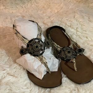 Pelle Mode Crystal snake skin sandals